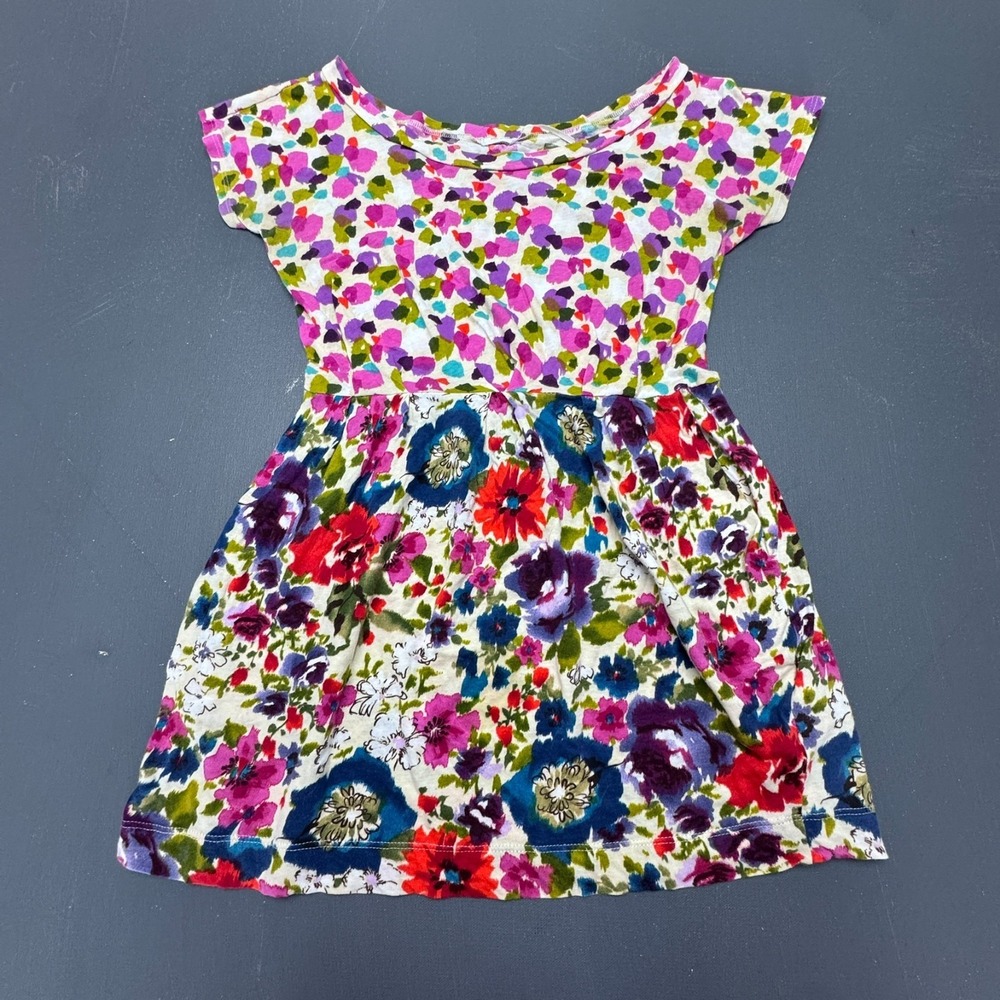 Kimchi Blue Dress Girls Small Multicolor Floral Short Sleeve Fit Flare Kids